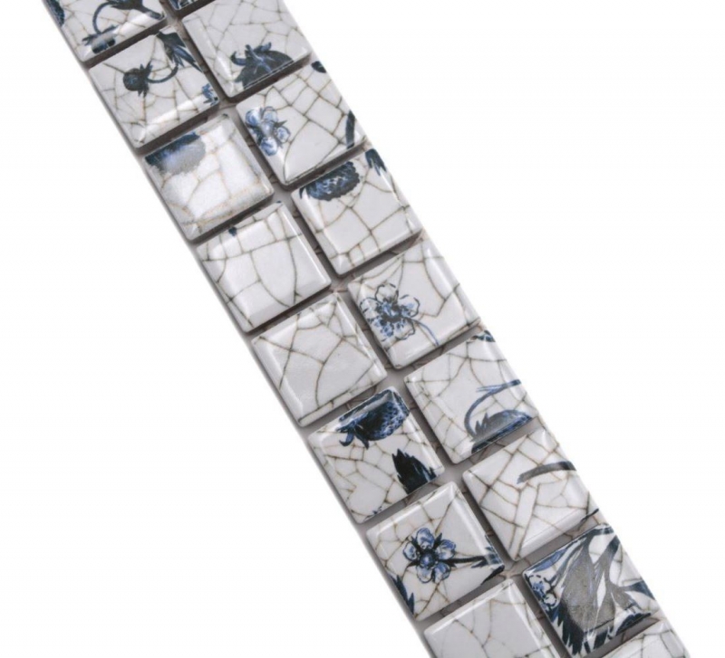 Bordo bordure mosaico mix bianco/blu lucido aspetto delft piastrelle mosaico cucina piastrelle specchio bagno doccia parete MOS18DBOR-1404_f