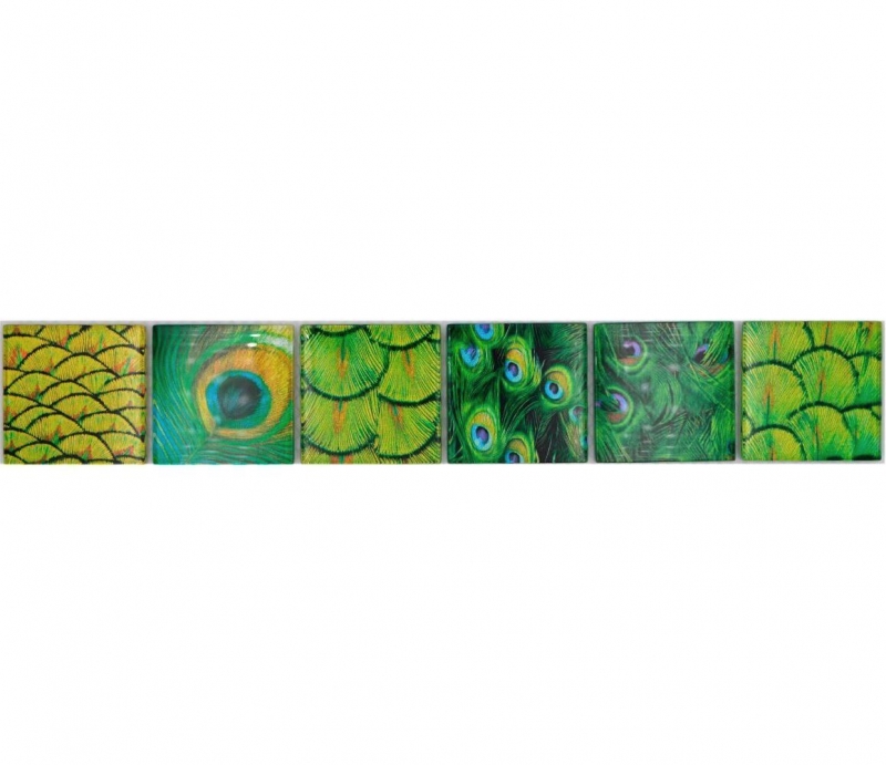 Border Border mosaico verde lucido aspetto fauna selvatica piastrelle mosaico cucina piastrelle specchio bagno doccia parete MOS78BOR-W88_f