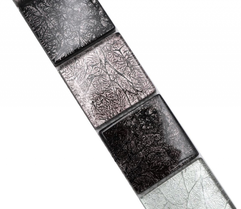 Border Border mosaico mix argento/nero lucido piastrelle mosaico cucina piastrelle muro specchio bagno doccia muro MOS126BOR-1784_f