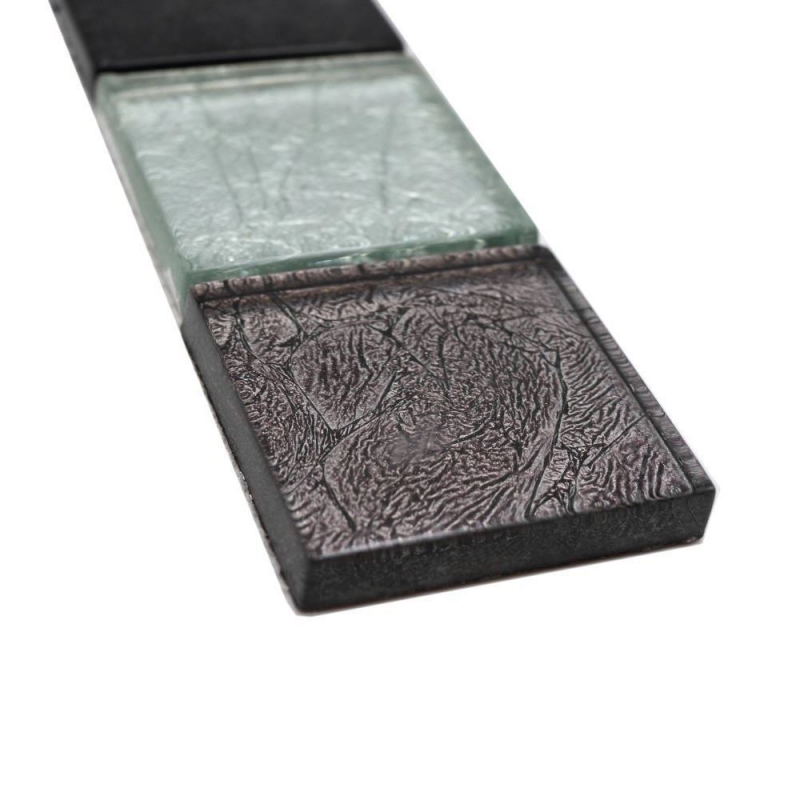 Border Border mosaico mix argento/nero lucido piastrelle mosaico cucina piastrelle muro specchio bagno doccia muro MOS126BOR-1784_f