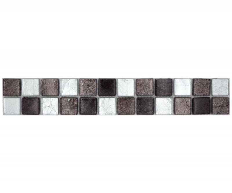 Border Border mosaico mix argento/nero lucido piastrelle mosaico cucina piastrelle muro specchio bagno doccia MOS126BOR-1783_f