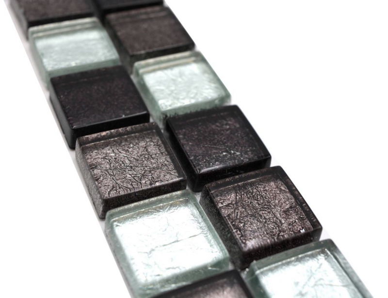 Border Border mosaico mix argento/nero lucido piastrelle mosaico cucina piastrelle muro specchio bagno doccia MOS126BOR-1783_f