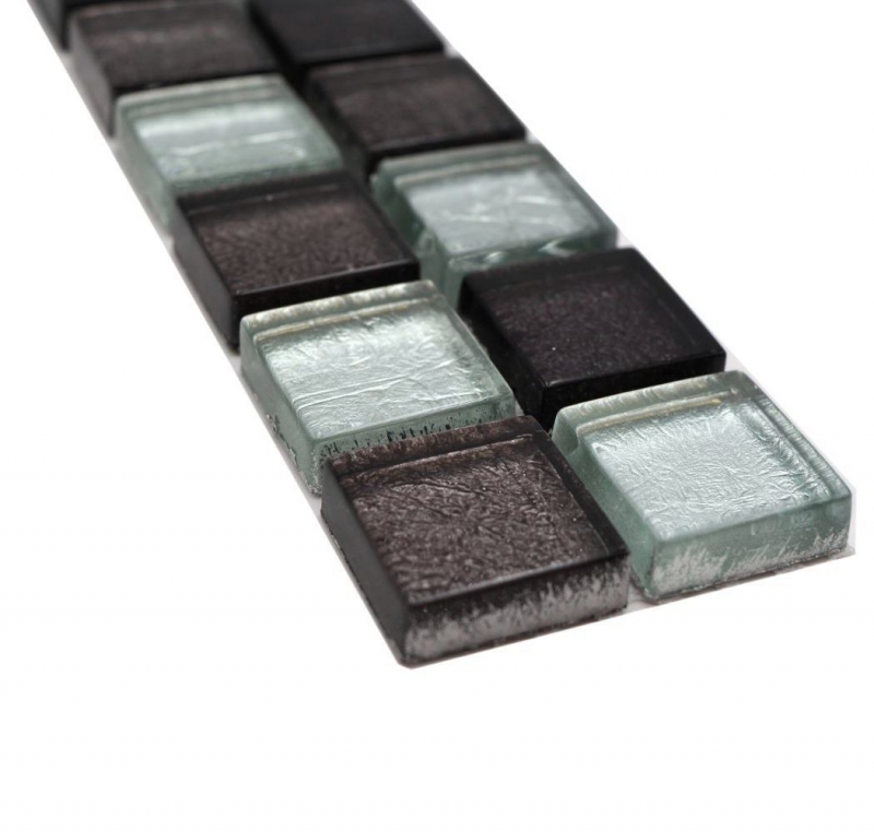 Border Border mosaico mix argento/nero lucido piastrelle mosaico cucina piastrelle muro specchio bagno doccia MOS126BOR-1783_f