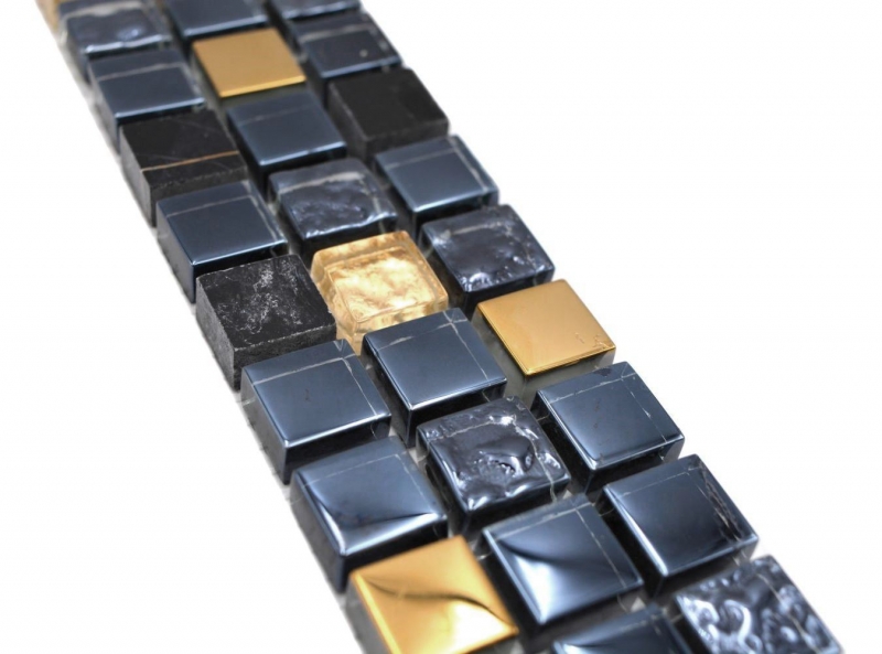 Border Border mosaico nero con oro lucido piastrelle mosaico cucina muro piastrelle backsplash bagno MOS92BOR-650_f