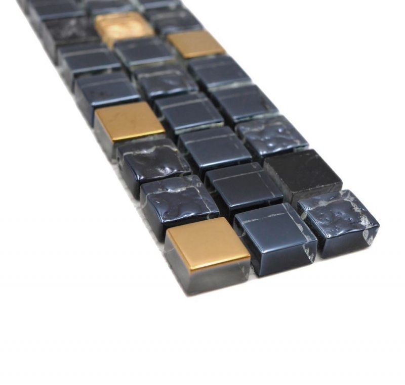 Border Border mosaico nero con oro lucido piastrelle mosaico cucina muro piastrelle backsplash bagno MOS92BOR-650_f