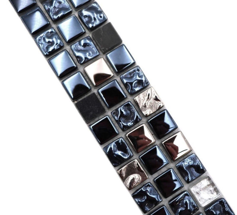 Border Border mosaico nero con argento lucido mosaico piastrelle cucina piastrelle muro specchio bagno MOS92BOR-660_f