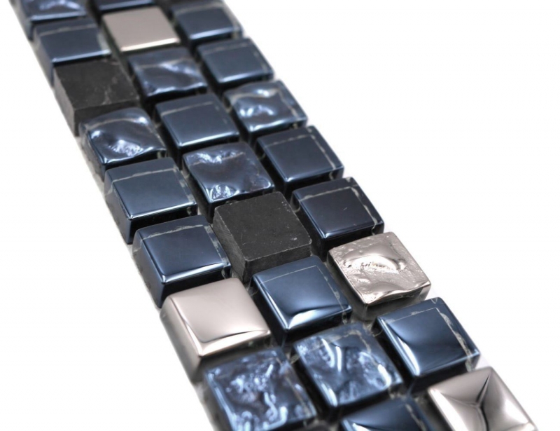 Border Border mosaico nero con argento lucido mosaico piastrelle cucina piastrelle muro specchio bagno MOS92BOR-660_f