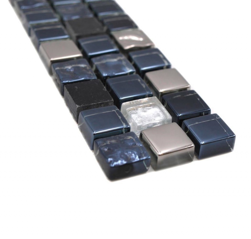 Border Border mosaico nero con argento lucido mosaico piastrelle cucina piastrelle muro specchio bagno MOS92BOR-660_f