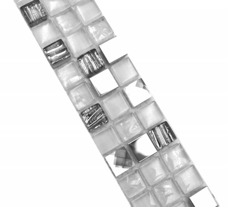 Borde mosaico mix bianco lucido piastrelle mosaico cucina piastrelle muro specchio bagno doccia parete MOS92BOR-0107_f