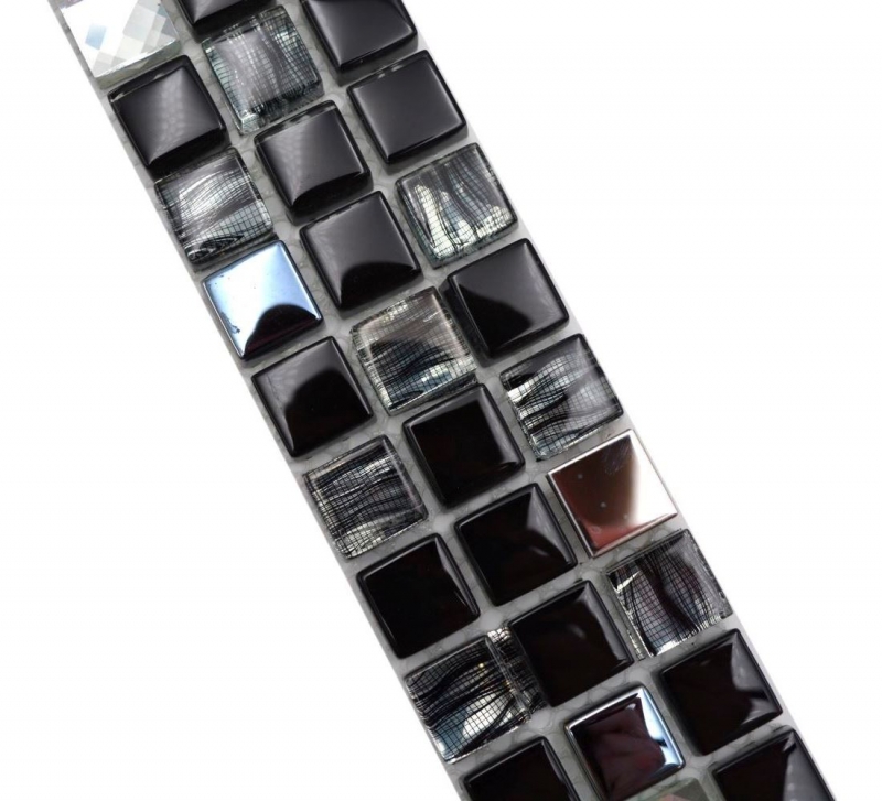 Borde mosaico mix nero lucido piastrelle mosaico cucina piastrelle muro specchio bagno doccia MOS92BOR-0304_f