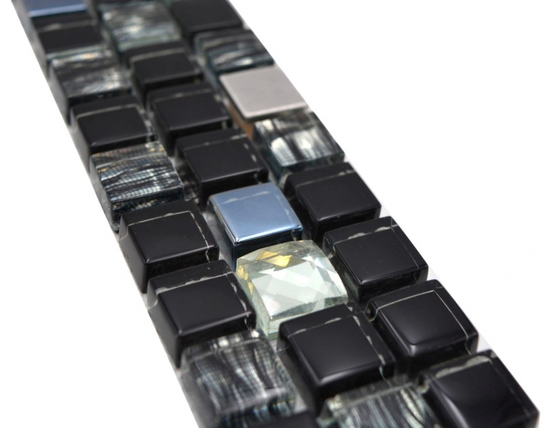 Borde mosaico mix nero lucido piastrelle mosaico cucina piastrelle muro specchio bagno doccia MOS92BOR-0304_f