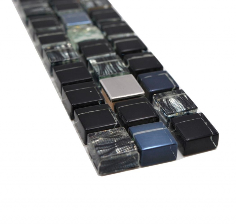 Borde mosaico mix nero lucido piastrelle mosaico cucina piastrelle muro specchio bagno doccia MOS92BOR-0304_f