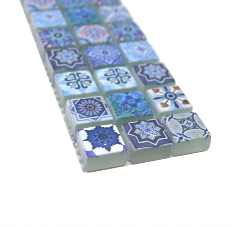Border Border mosaico blu opaco look retro piastrelle mosaico cucina piastrelle muro specchio bagno doccia MOS78BOR-RB33_f
