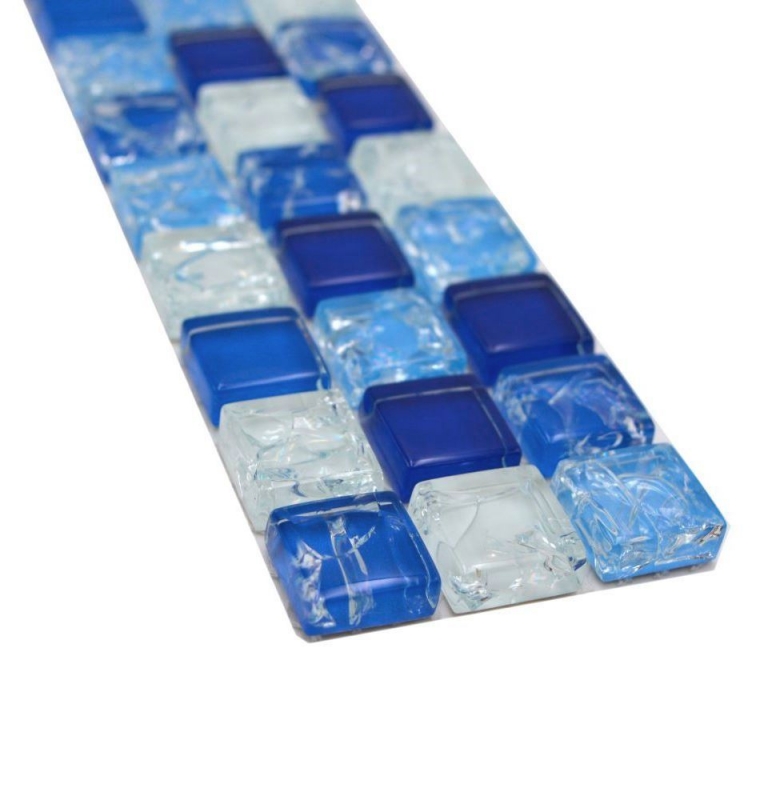 Border Border mosaico mix bianco blu lucido piastrelle mosaico cucina muro piastrelle backsplash bagno doccia muro MOS92BOR-0104_f