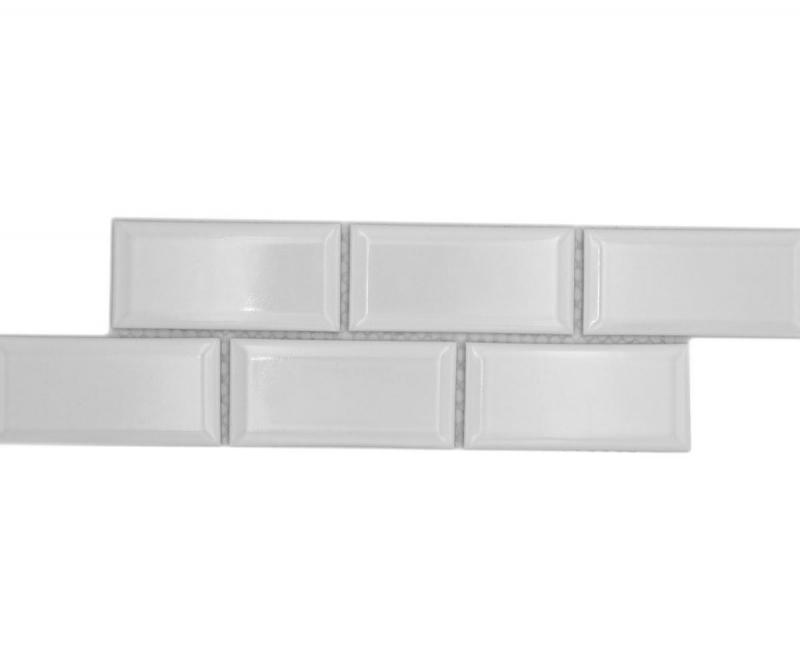 Border Border mosaico bianco lucido metro look mosaico piastrelle cucina parete backsplash bagno doccia parete MOS26BORM-0101_f