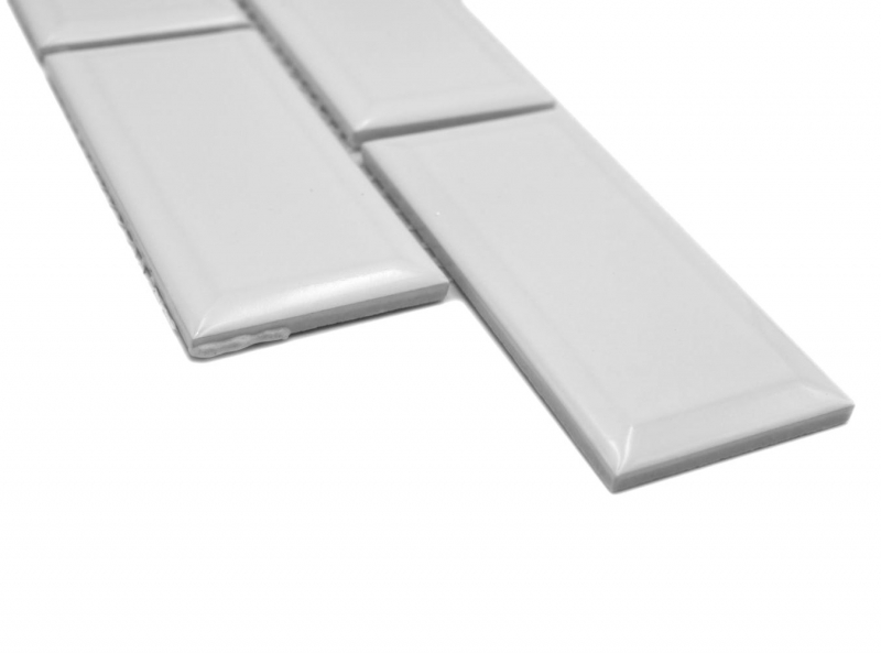 Border Border mosaico bianco lucido metro look mosaico piastrelle cucina parete backsplash bagno doccia parete MOS26BORM-0101_f