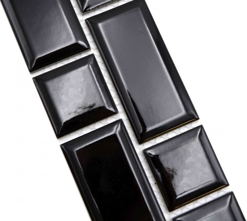 Border Border mosaico nero lucido aspetto metro mosaico piastrelle cucina piastrelle muro specchio bagno doccia muro MOS26BORWM-0301_f