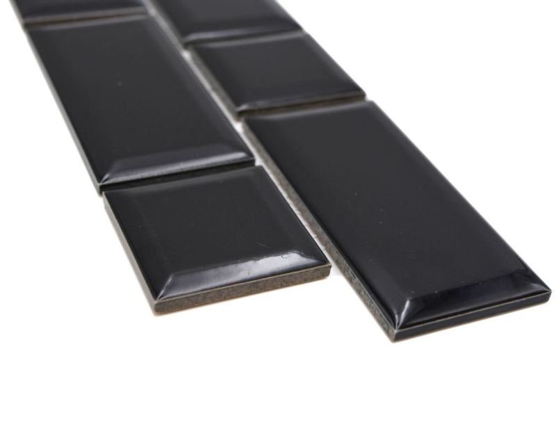 Border Border mosaico nero lucido aspetto metro mosaico piastrelle cucina piastrelle muro specchio bagno doccia muro MOS26BORWM-0301_f