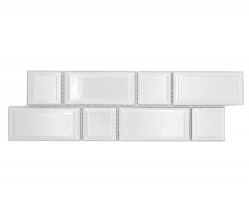 Border Border mosaico bianco lucido metro look mosaico piastrelle cucina parete backsplash bagno doccia parete MOS26BORWM-0101_f