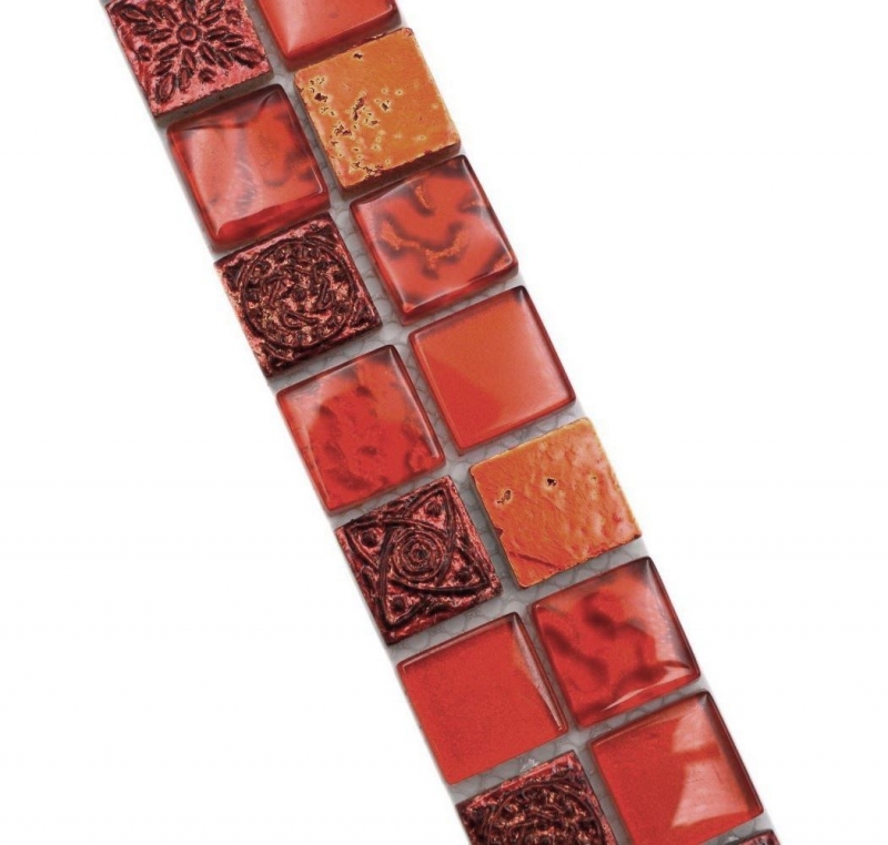 Border Border mosaico mix rosso lucido look retro mosaico piastrelle cucina muro piastrelle backsplash bagno MOS83BOR-CB30_f