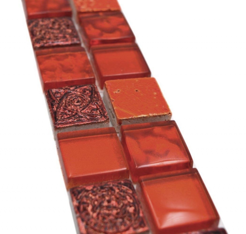 Border Border mosaico mix rosso lucido look retro mosaico piastrelle cucina muro piastrelle backsplash bagno MOS83BOR-CB30_f