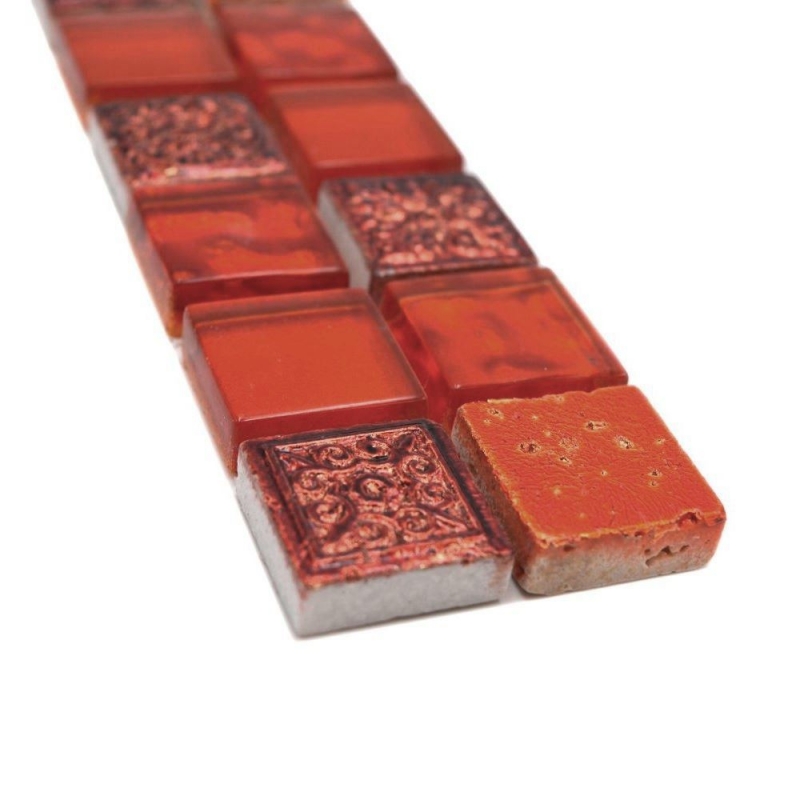 Border Border mosaico mix rosso lucido look retro mosaico piastrelle cucina muro piastrelle backsplash bagno MOS83BOR-CB30_f