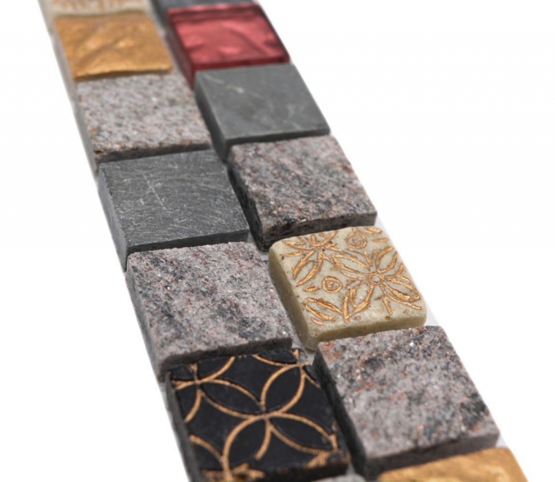 Border Border mosaico mix grigio/nero lucido look retro piastrelle mosaico cucina piastrelle muro specchio bagno MOS83BOR-0207_f
