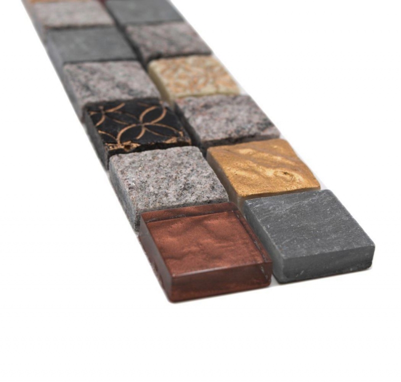 Border Border mosaico mix grigio/nero lucido look retro piastrelle mosaico cucina piastrelle muro specchio bagno MOS83BOR-0207_f