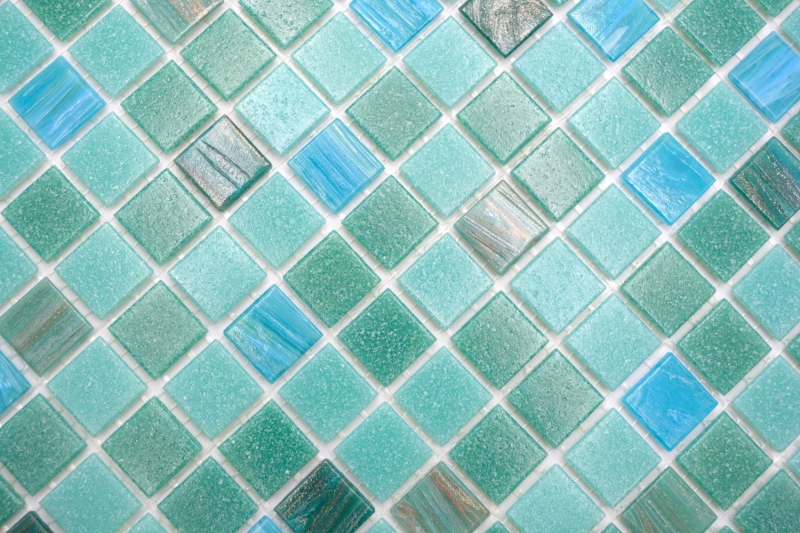 Mosaico di vetro mosaico piastrelle mix turchese verde rame lucido piscina look mosaico piastrelle cucina parete specchio bagno doccia parete MOS200-SMT_f