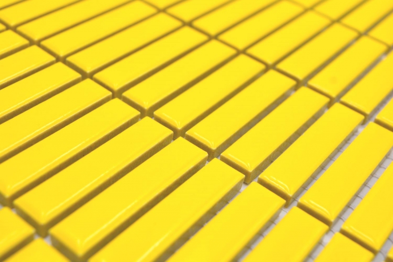 Aste in ceramica a mosaico decorate a mano retro vintage anni 50-60 cinturini giallo lucido MOS24-BM6_m