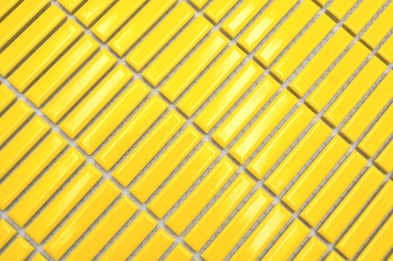 Aste in ceramica a mosaico decorate a mano retro vintage anni 50-60 cinturini giallo lucido MOS24-BM6_m
