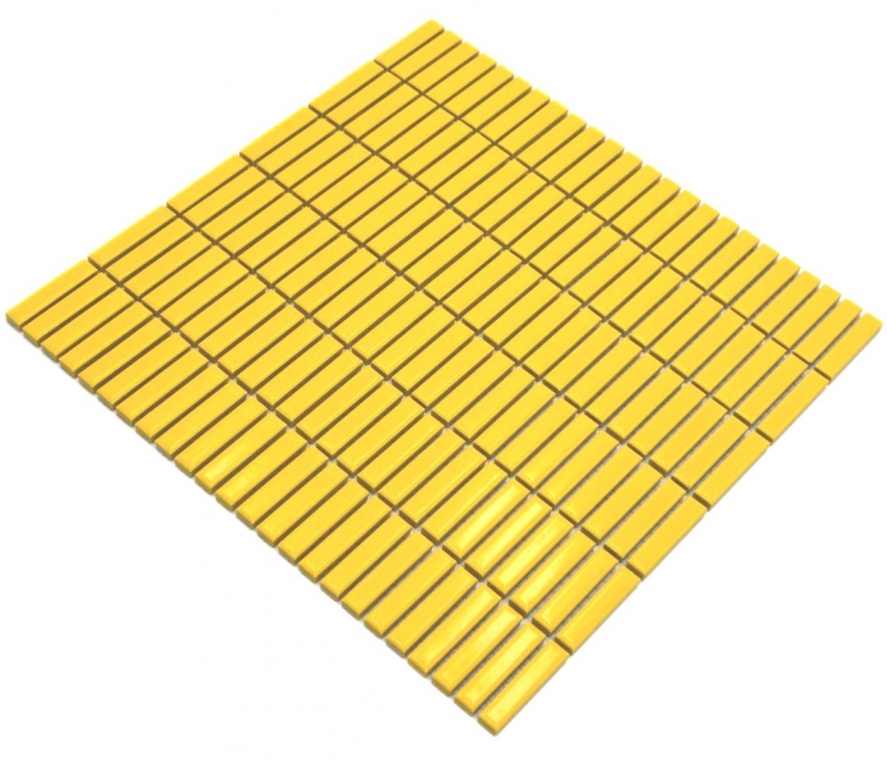 Aste in ceramica a mosaico decorate a mano retro vintage anni 50-60 cinturini giallo lucido MOS24-BM6_m