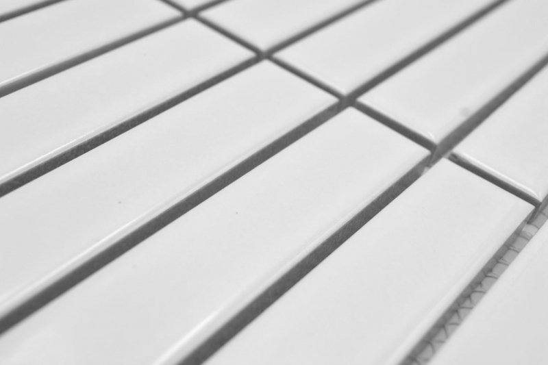 Aste in mosaico di ceramica dipinte a mano Arte moderna bianco lucido MOS24-S10_m