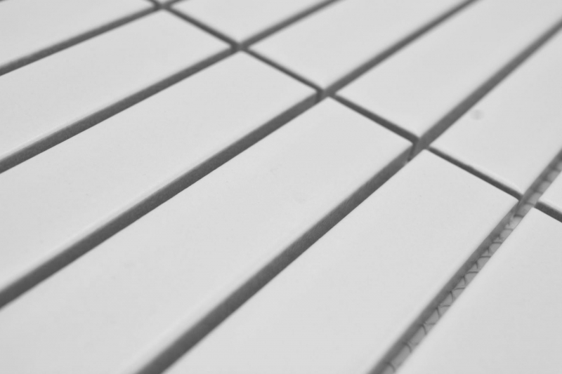 Aste in mosaico di ceramica dipinte a mano Modern Art bianco opaco MOS24-S20_m