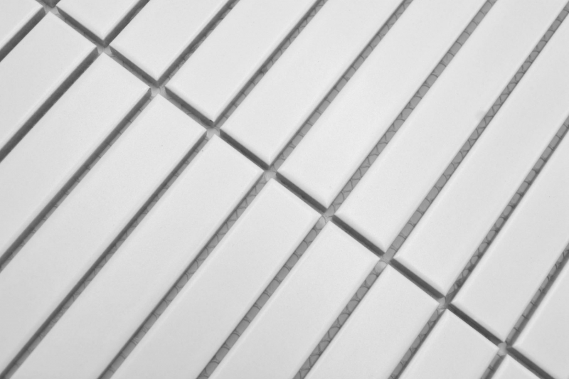 Aste in mosaico di ceramica dipinte a mano Modern Art bianco opaco MOS24-S20_m