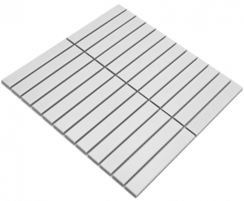 Aste in mosaico di ceramica dipinte a mano Modern Art bianco opaco MOS24-S20_m