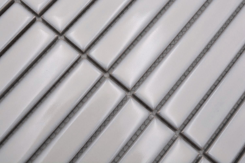 Aste in mosaico di ceramica dipinte a mano Arte moderna bianco antico lucido MOS24-S30_m