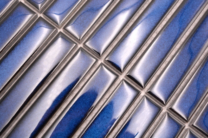 Aste in mosaico di ceramica dipinte a mano Arte moderna blu cobalto lucido MOS24-S40_m