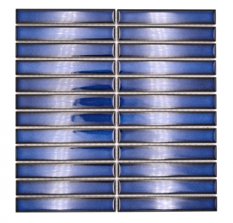 Aste in mosaico di ceramica dipinte a mano Arte moderna blu cobalto lucido MOS24-S40_m