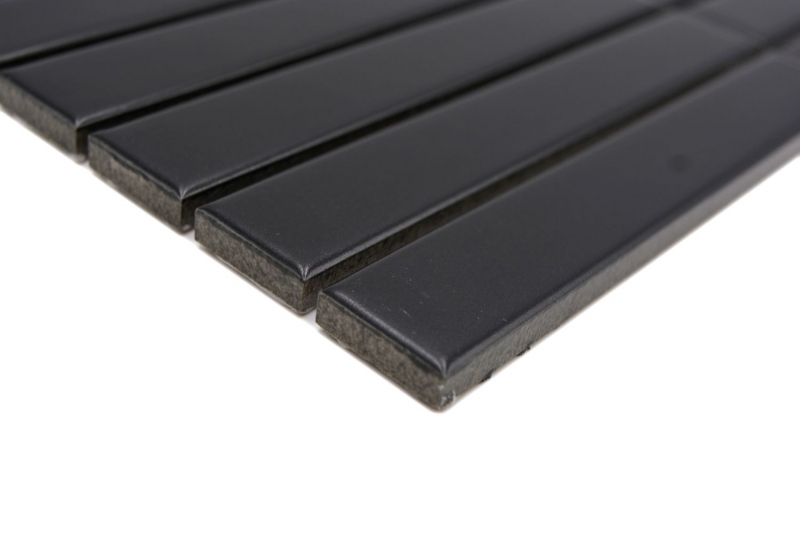 Aste in mosaico di ceramica dipinte a mano Modern Art nero opaco MOS24-S60_m