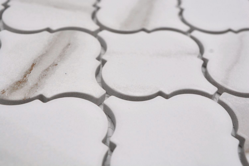 Mosaico ceramico dipinto a mano Calacatta Vintage bianco grigio-marrone opaco MOS13-0204_m