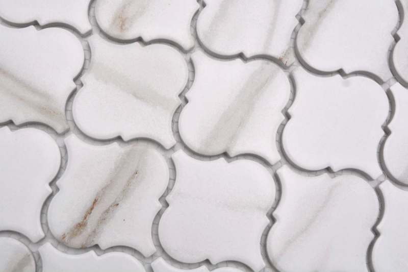 Mosaico ceramico dipinto a mano Calacatta Vintage bianco grigio-marrone opaco MOS13-0204_m