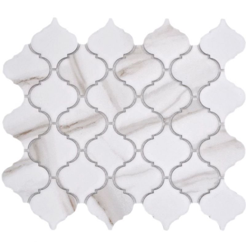 Mosaico ceramico dipinto a mano Calacatta Vintage bianco grigio-marrone opaco MOS13-0204_m
