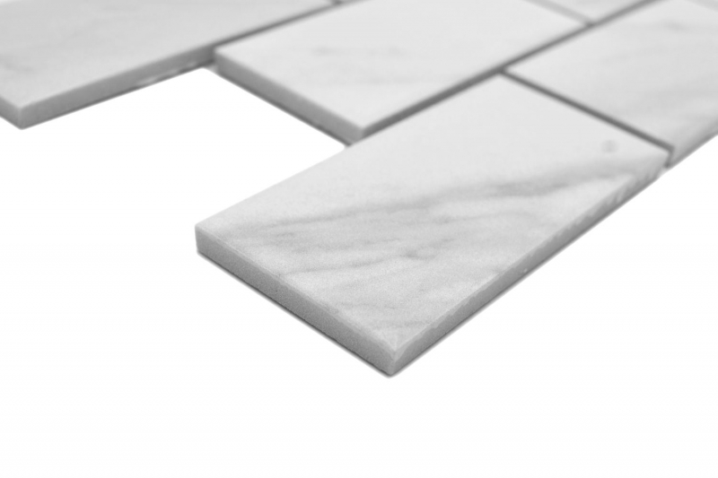 Mosaico ceramico dipinto a mano in ceramica a legante murario composito Cararra bianco grigio opaco MOS26M-1102_m