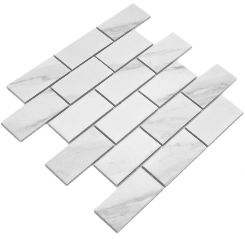 Mosaico ceramico dipinto a mano in ceramica a legante murario composito Cararra bianco grigio opaco MOS26M-1102_m