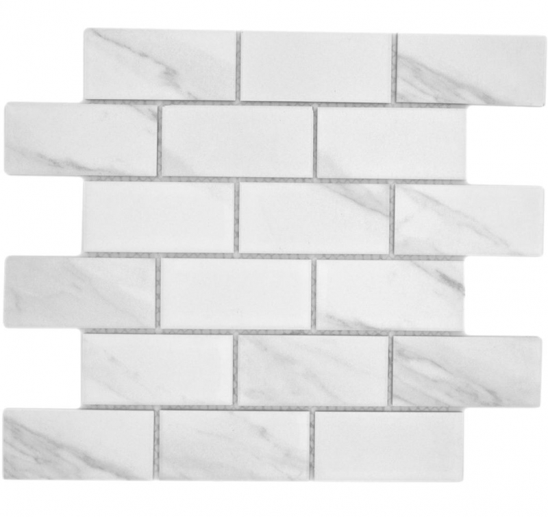 Mosaico ceramico dipinto a mano in ceramica a legante murario composito Cararra bianco grigio opaco MOS26M-1102_m