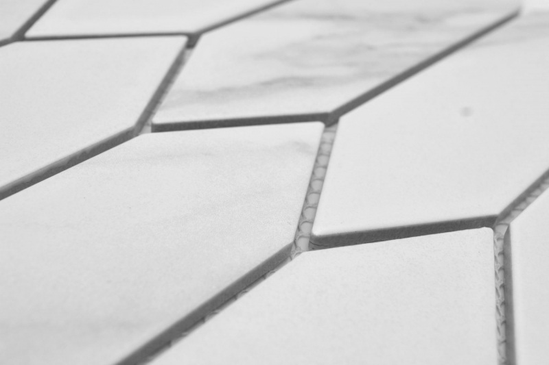 Mosaico ceramico dipinto a mano esagono esagono Cararra bianco grigio opaco MOS13-L1102_m