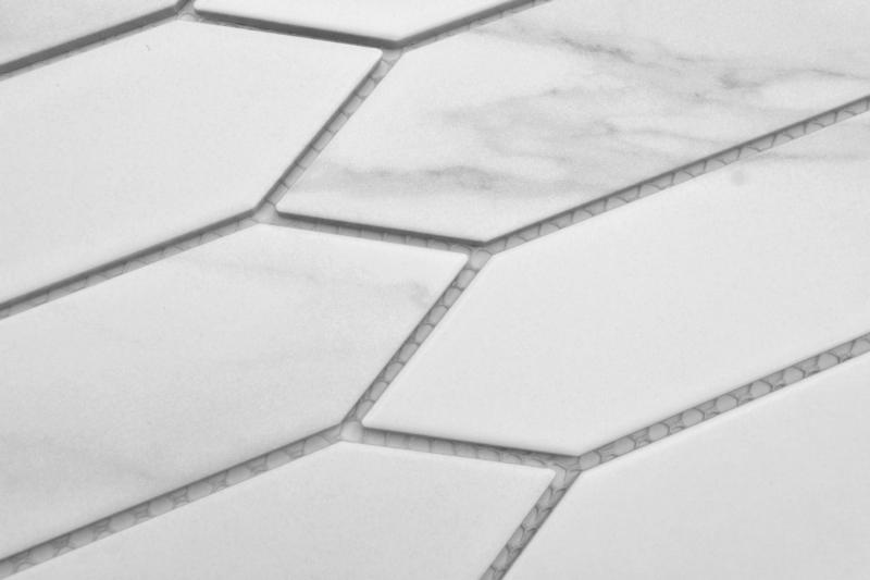 Mosaico ceramico dipinto a mano esagono esagono Cararra bianco grigio opaco MOS13-L1102_m
