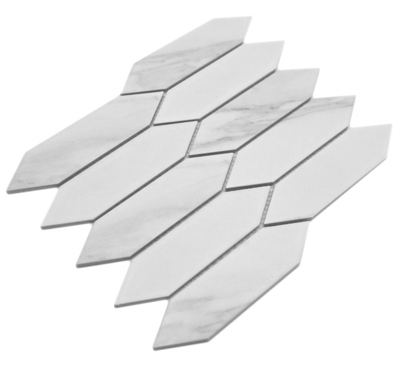 Mosaico ceramico dipinto a mano esagono esagono Cararra bianco grigio opaco MOS13-L1102_m