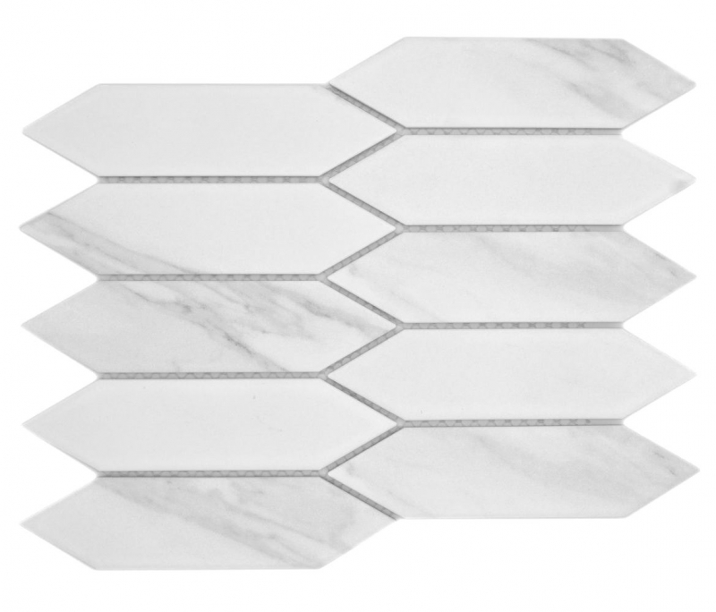 Mosaico ceramico dipinto a mano esagono esagono Cararra bianco grigio opaco MOS13-L1102_m